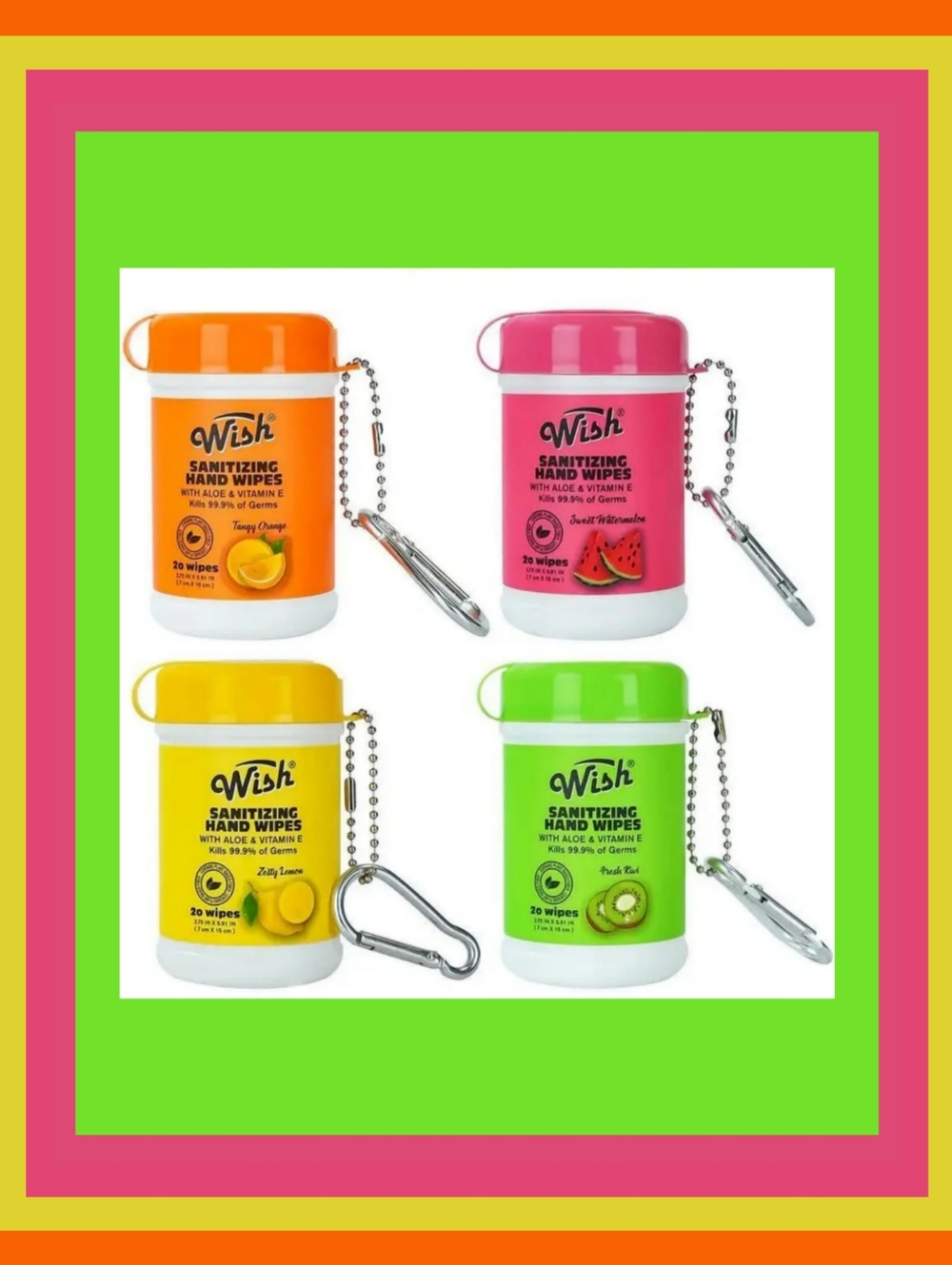 Wish Sanitizing Hand Wipes Keychain